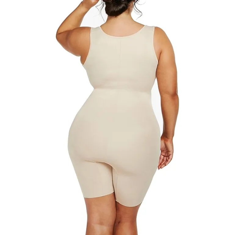 Naomi & Nicole® Plus Size Open-Bust Mid-Thigh Bodysuit-7776