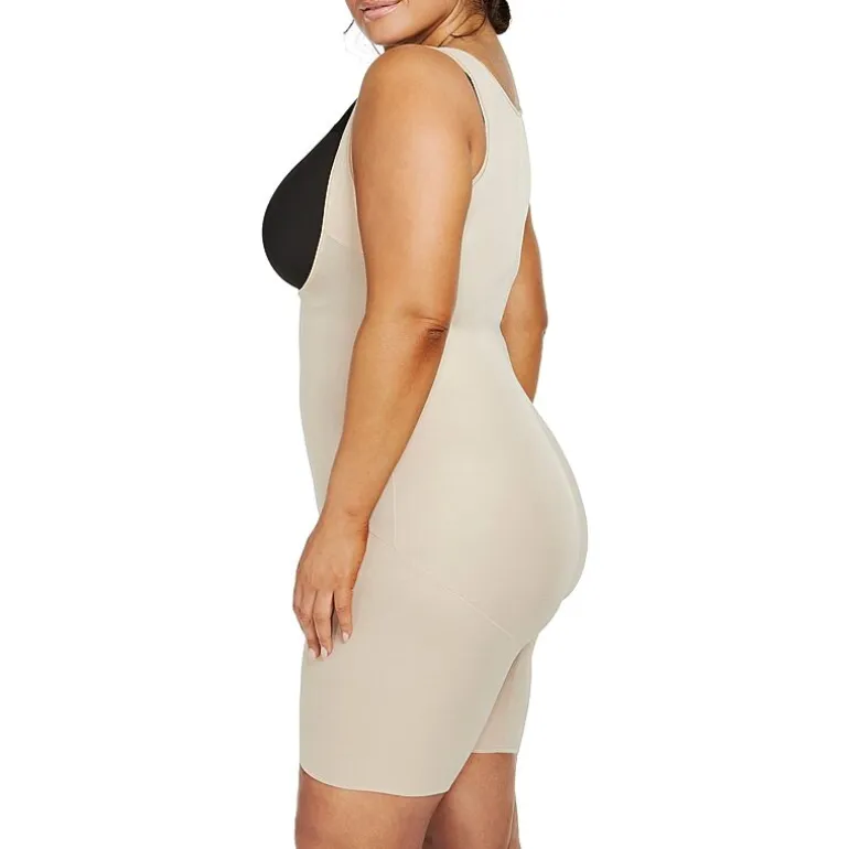 Naomi & Nicole® Plus Size Open-Bust Mid-Thigh Bodysuit-7776