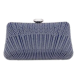 N By Nina Art Deco Patterened Crystal Minaudiere Evening Bag