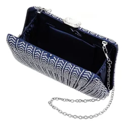 N By Nina Art Deco Patterened Crystal Minaudiere Evening Bag