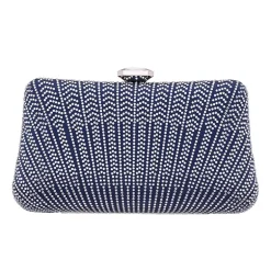 N By Nina Art Deco Patterened Crystal Minaudiere Evening Bag