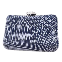 N By Nina Art Deco Patterened Crystal Minaudiere Evening Bag