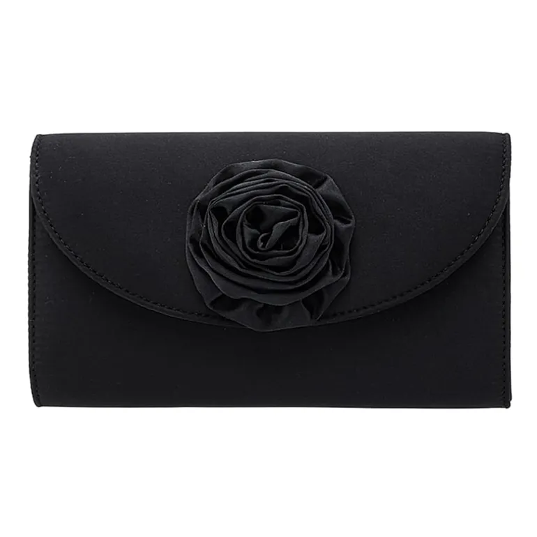 N By Nina Frily Rosette Emebellished Flap Clutch Evening Bag