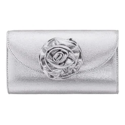 N By Nina Frily Rosette Emebellished Flap Clutch Evening Bag