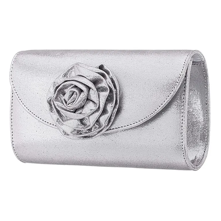 N By Nina Frily Rosette Emebellished Flap Clutch Evening Bag