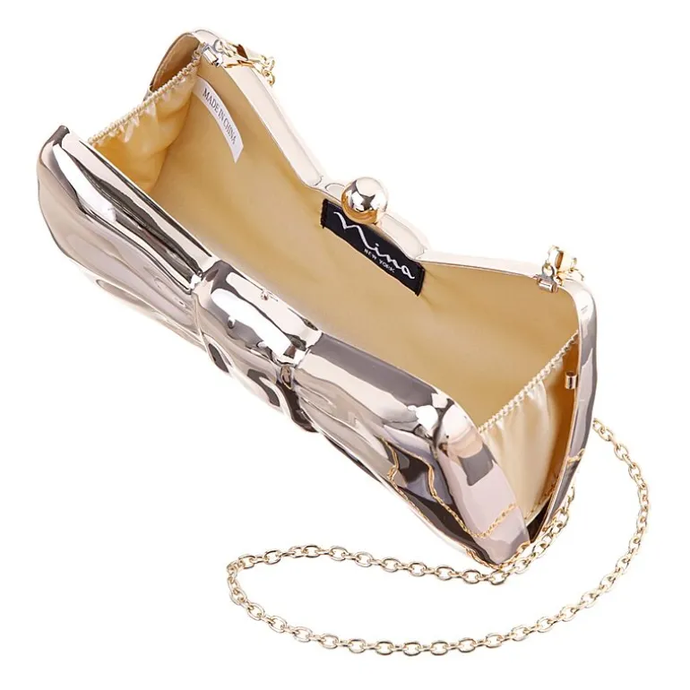N By Nina Metal Bow Minaudiere Evening Bag
