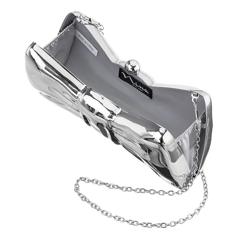 N By Nina Metal Bow Minaudiere Evening Bag