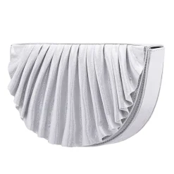 N By Nina Pleated Metallic Half Moon Clutch