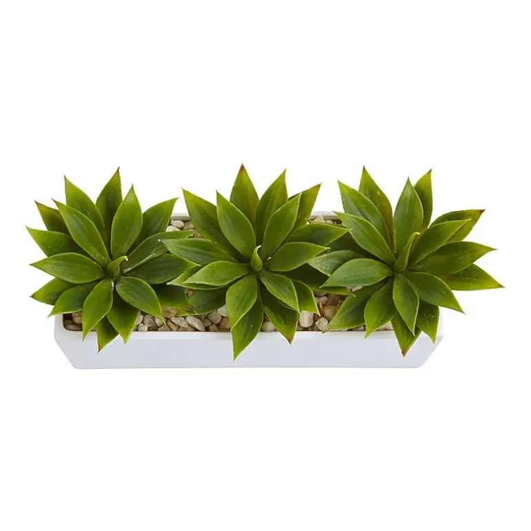 Nearly Natural Agave Succulent In Rectangular Planter Artificial Plant