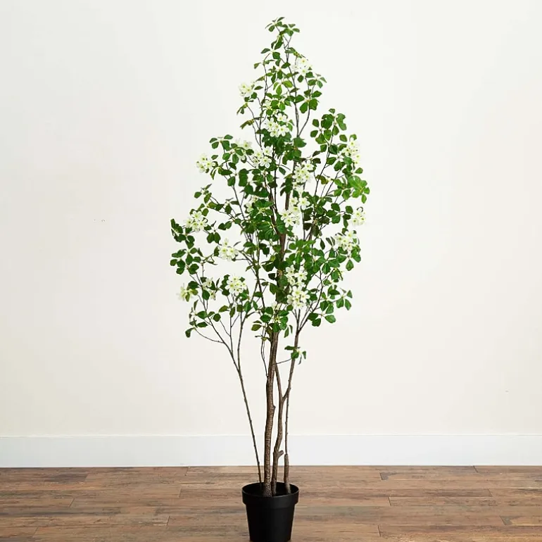 Nearly Natural 6' Dogwood With Real Touch Leaves Artificial Plant
