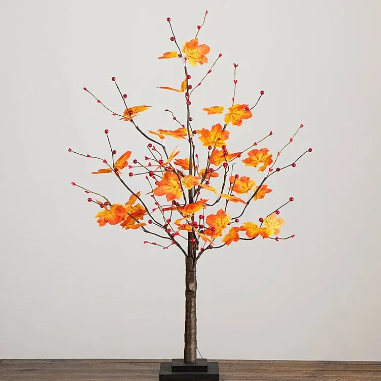 Nearly Natural 3ft Autumn Maple Fall Lighted Indoor Artificial Tree
