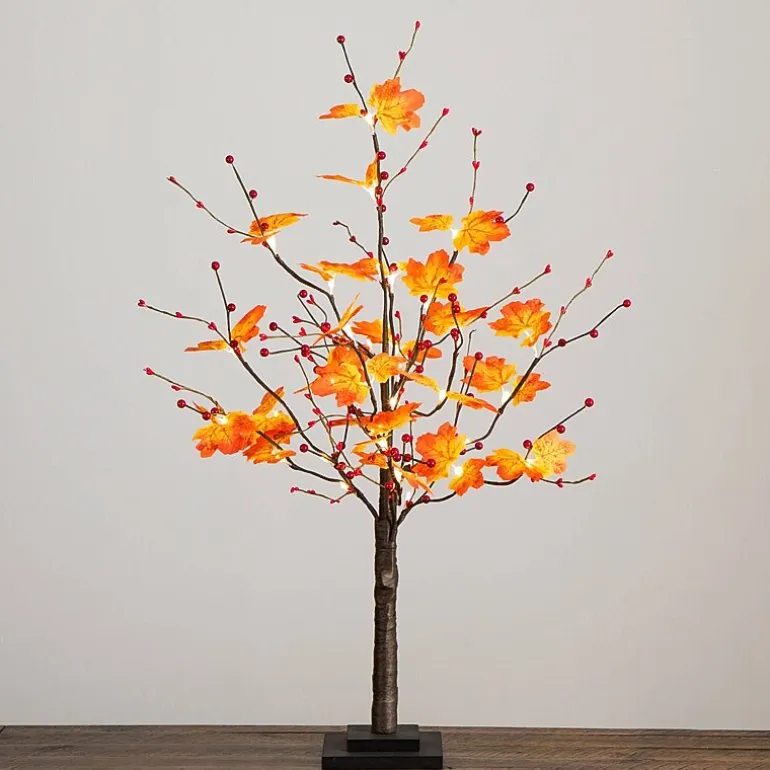 Nearly Natural 3ft Autumn Maple Fall Lighted Indoor Artificial Tree
