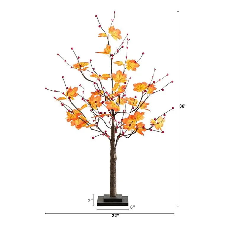 Nearly Natural 3ft Autumn Maple Fall Lighted Indoor Artificial Tree