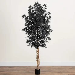 Nearly Natural 7ft Black Ficus Indoor Artificial Tree