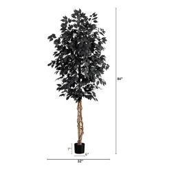 Nearly Natural 7ft Black Ficus Indoor Artificial Tree