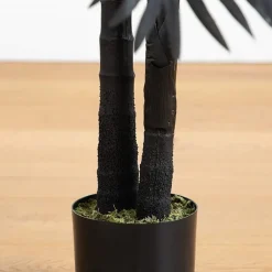 Nearly Natural 4ft Black Golden Cane Indoor Artificial Tree