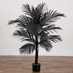 Nearly Natural 4ft Black Golden Cane Indoor Artificial Tree