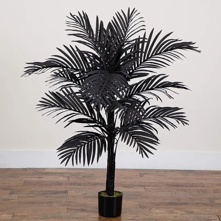 Nearly Natural 4ft Black Golden Cane Indoor Artificial Tree