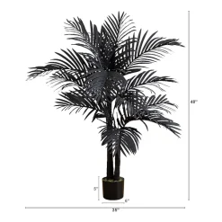 Nearly Natural 4ft Black Golden Cane Indoor Artificial Tree