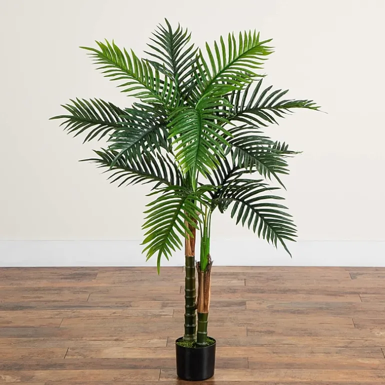 Nearly Natural 4ft Double Robellini Palm Indoor Outdoor Artificial Tree