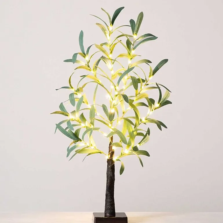 Nearly Natural 2ft. Green Lighted Olive Indoor Artificial Tree