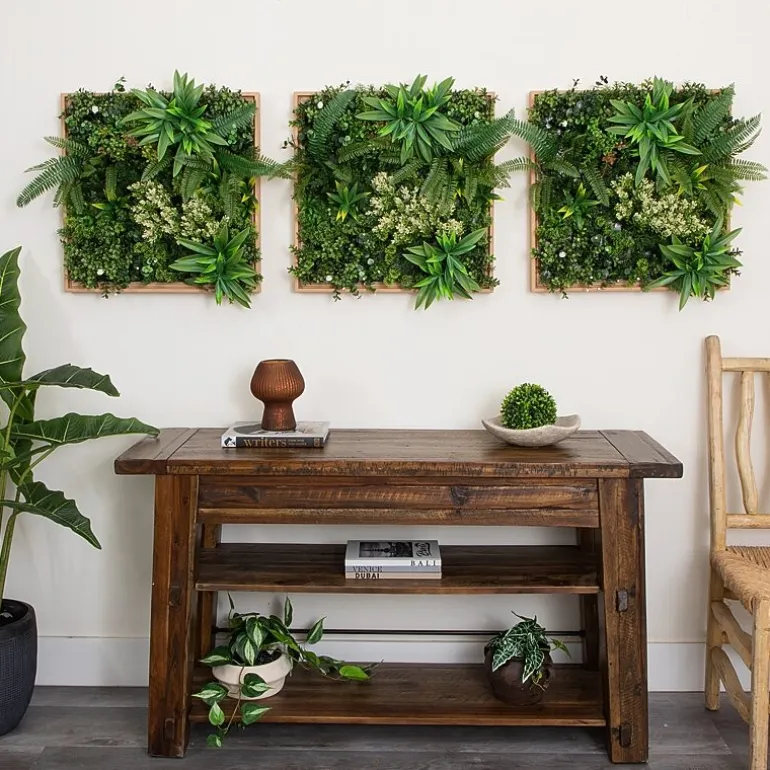 Nearly Natural 20in. X 20in. Green Lighted Queensland Rainforest Wall Panel Artificial Plant