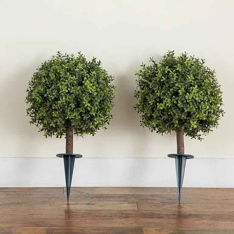 Nearly Natural 2-pc. 2ft Boxwood Integrated Ground Stake Artificial Plant