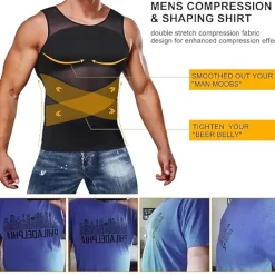 Nebility Mens Compression Tank Top Body Shaper Sleeveless Vest