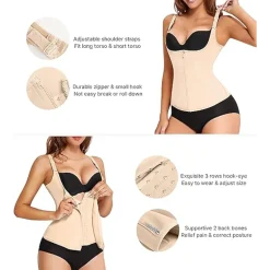 Nebility Women Adjustable Strap Zipper Shapewear Waist Trainer Tank Top