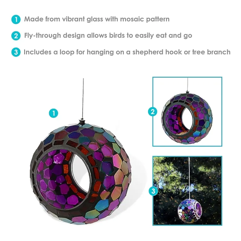 Net Health Shops Round Mosaic Glass Bird Feeder