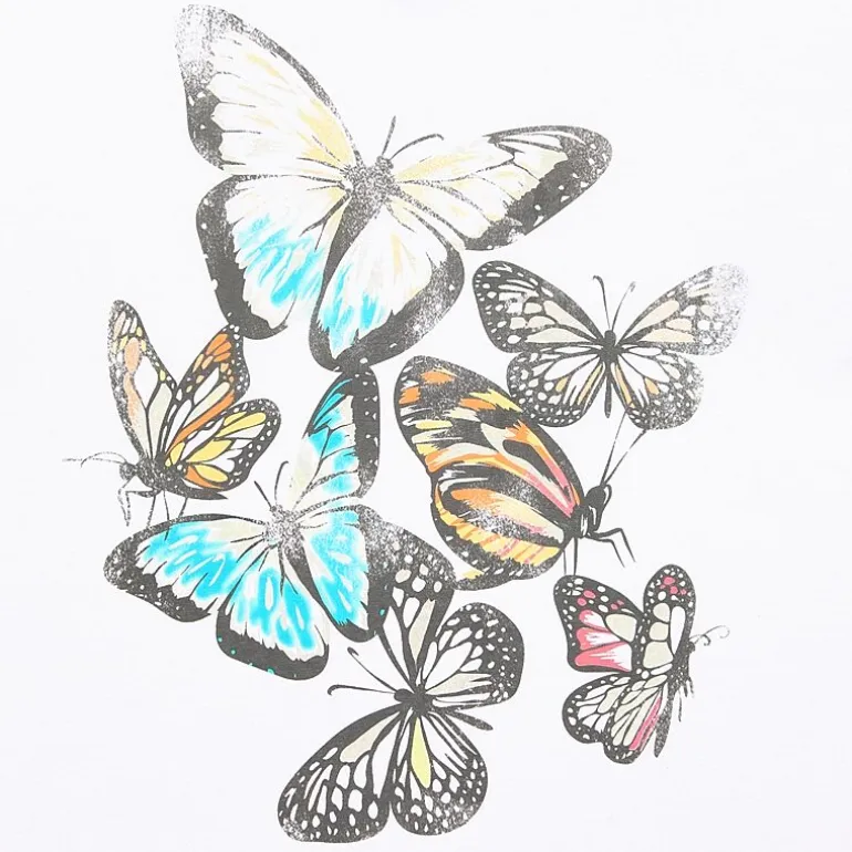 New World Butterfly Tee Womens Juniors Crew Neck Short Sleeve Oversized Graphic T-Shirt