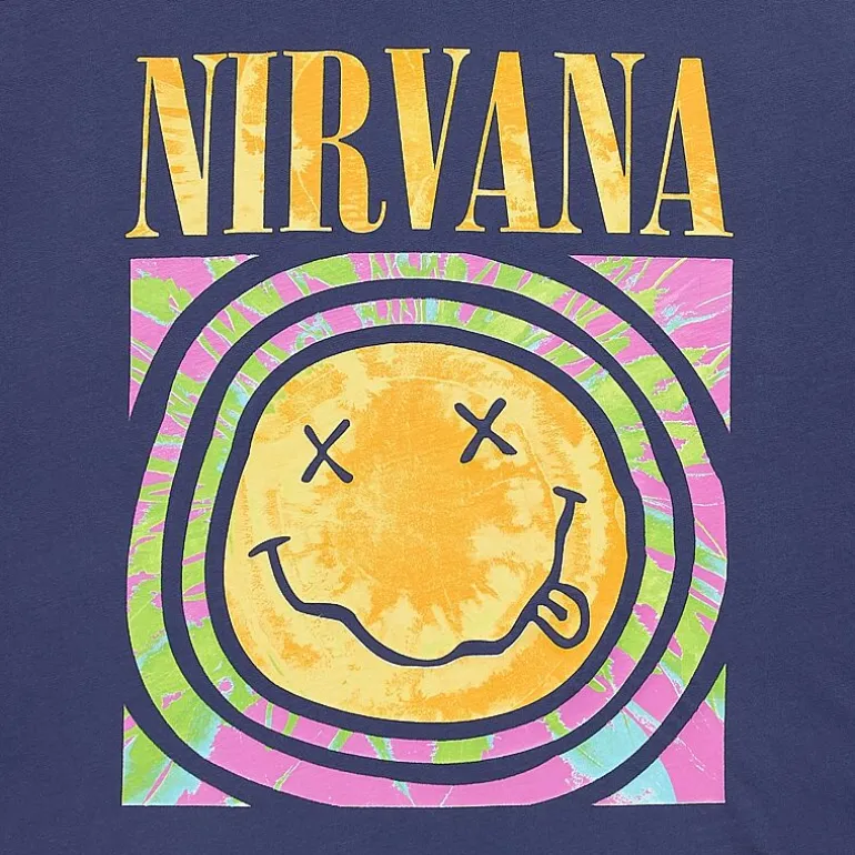 New World Nirvana Womens Juniors Crew Neck Short Sleeve Oversized Graphic T-Shirt