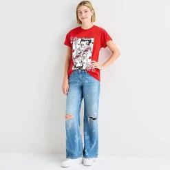 New World Womens Juniors Crew Neck Short Sleeve Loose Fit Betty Boop Graphic T-Shirt