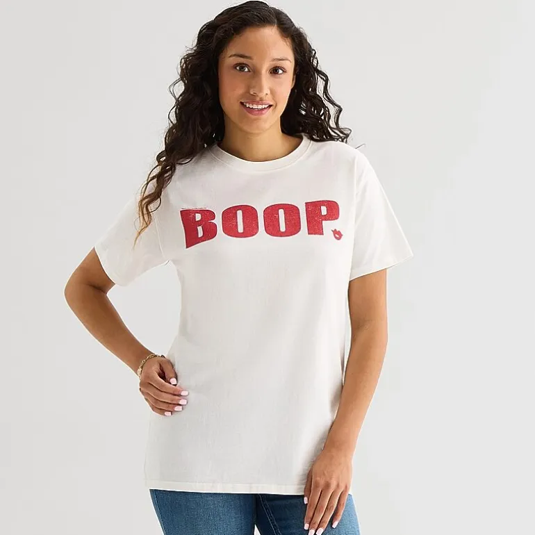 New World Womens Juniors Crew Neck Short Sleeve Regular Fit Betty Boop Graphic T-Shirt