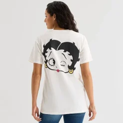 New World Womens Juniors Crew Neck Short Sleeve Regular Fit Betty Boop Graphic T-Shirt