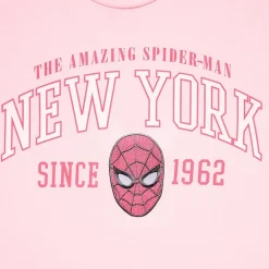 New York Boyfriend Tee Womens Juniors Crew Neck Short Sleeve Regular Fit Spiderman Graphic T-Shirt