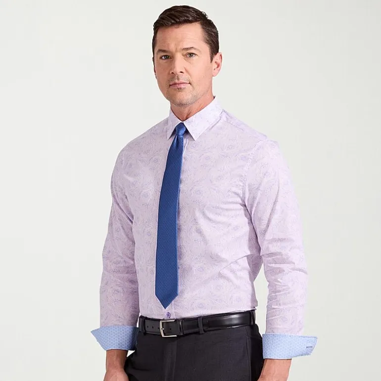 Nick Graham Mens Spread Collar Long Sleeve Stretch Fabric Shirt + Tie Set