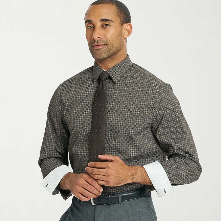 Nick Graham Mens Spread Collar Long Sleeve Shirt + Tie Set