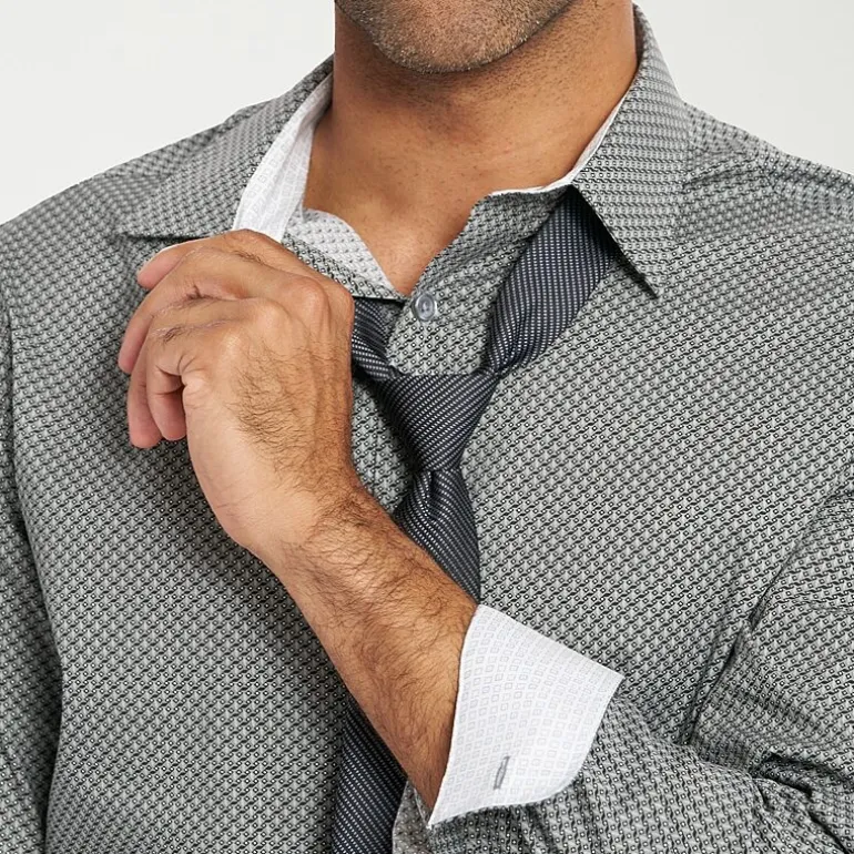 Nick Graham Mens Spread Collar Long Sleeve Shirt + Tie Set