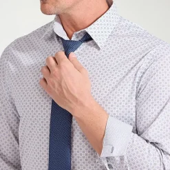 Nick Graham Mens Spread Collar Long Sleeve Stretch Fabric Shirt + Tie Set