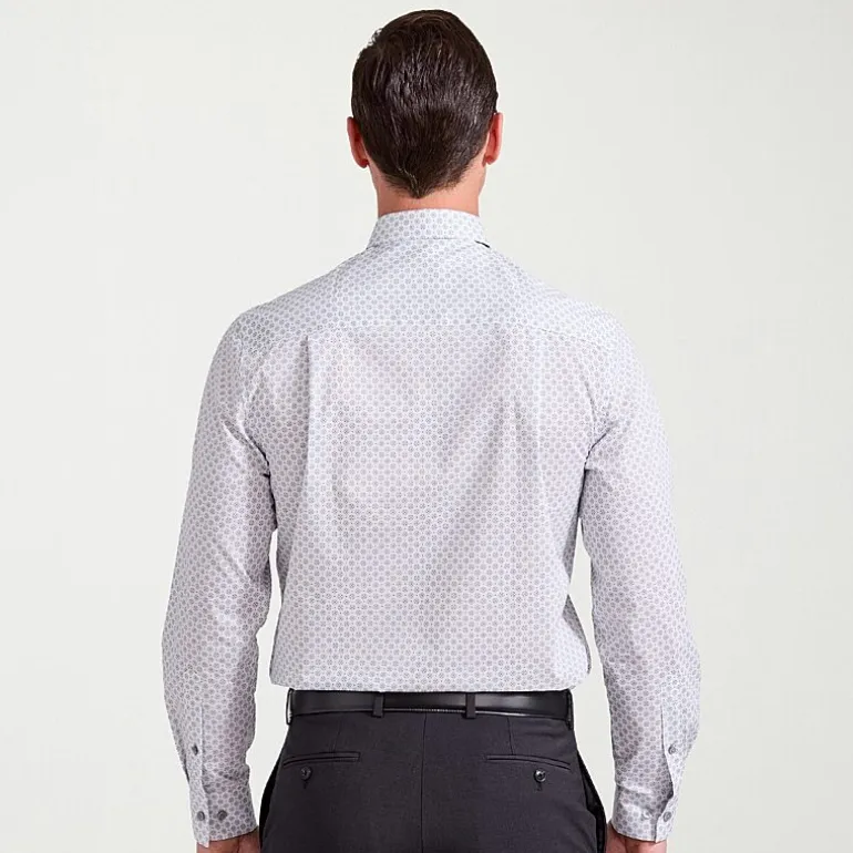 Nick Graham Mens Spread Collar Long Sleeve Stretch Fabric Shirt + Tie Set