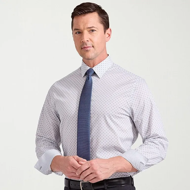 Nick Graham Mens Spread Collar Long Sleeve Stretch Fabric Shirt + Tie Set
