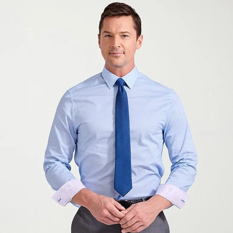 Nick Graham Mens Spread Collar Long Sleeve Stretch Fabric Shirt + Tie Set