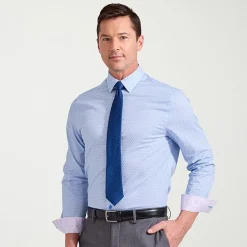Nick Graham Mens Spread Collar Long Sleeve Stretch Fabric Shirt + Tie Set
