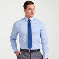 Nick Graham Mens Spread Collar Long Sleeve Stretch Fabric Shirt + Tie Set