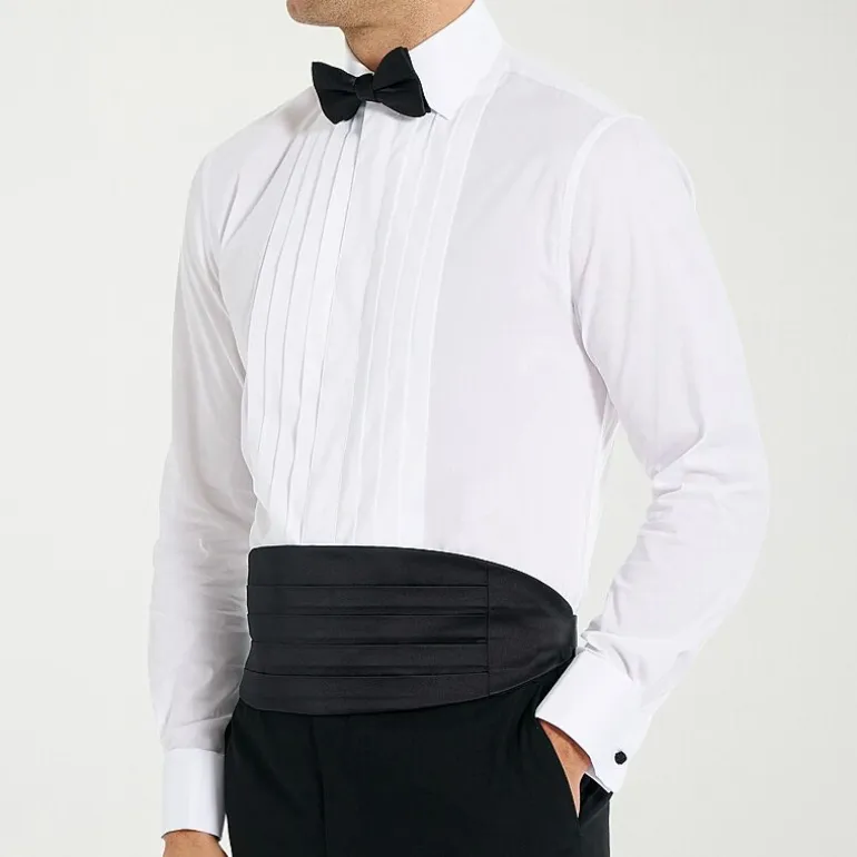 Nick Graham Tuxedo Mens Spread Collar Long Sleeve Stretch Fabric Shirt + Tie Set
