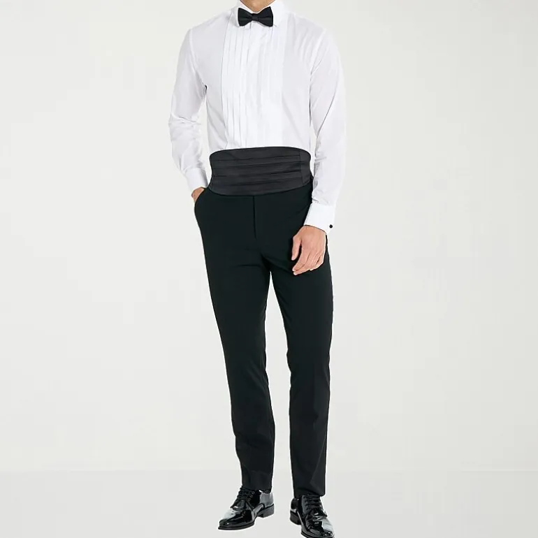 Nick Graham Tuxedo Mens Spread Collar Long Sleeve Stretch Fabric Shirt + Tie Set
