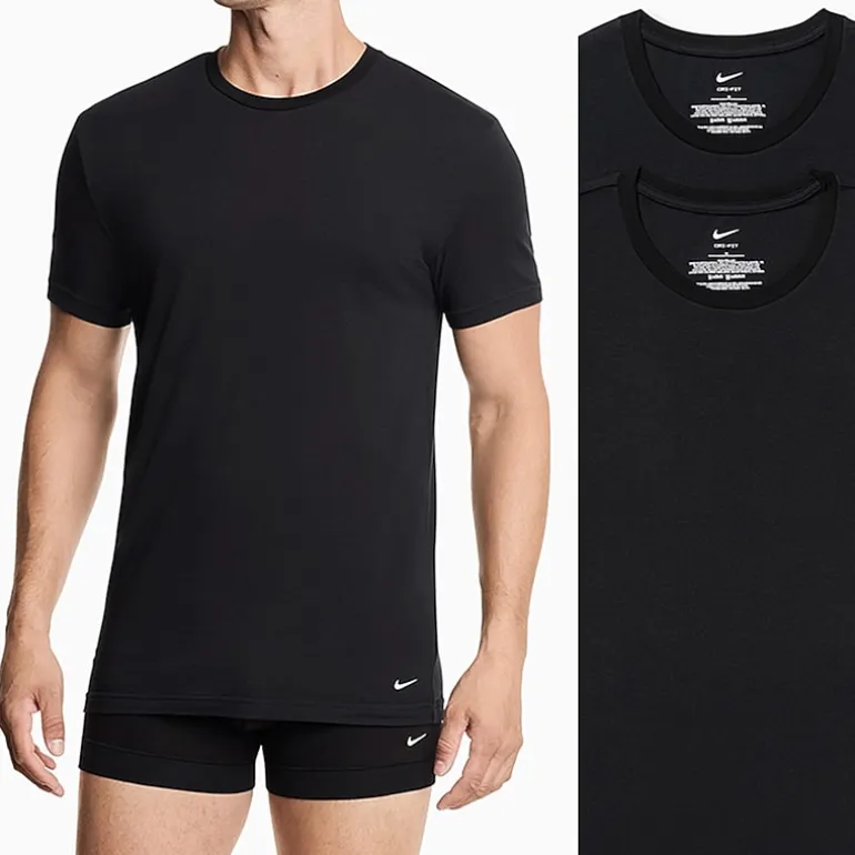 Nike All Day Cotton Stretch Mens 2 Pack Short Sleeve Crew Neck Moisture Wicking T-Shirt