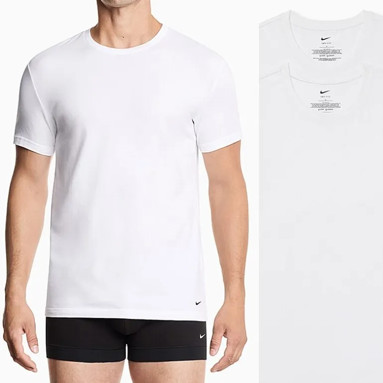 Nike All Day Cotton Stretch Mens 2 Pack Short Sleeve Crew Neck Moisture Wicking T-Shirt