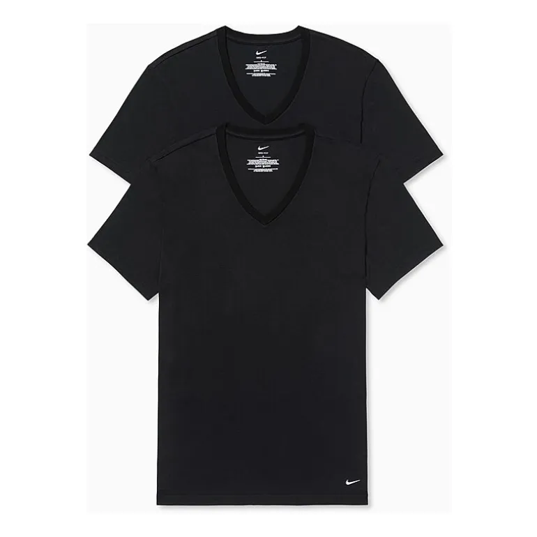 Nike All Day Cotton Stretch Mens 2 Pack Short Sleeve V Neck Moisture Wicking T-Shirt